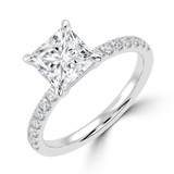 Princess Lab Created Diamond Solitaire with Accents Engagement Ring in White Gold (MVSLG1651-W)