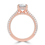 Cushion Lab Created Diamond Cathedral Double Hidden Halo Three-Row Pave Solitaire with Accents Engagement Ring in Rose Gold (MVSLG1653-R)