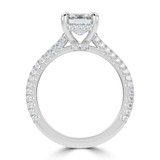 Emerald Lab Created Diamond Cathedral Double Hidden Halo Three-Row Pave Solitaire with Accents Engagement Ring in White Gold (MVSLG1654-W)