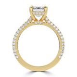 Emerald Lab Created Diamond Cathedral Double Hidden Halo Three-Row Pave Solitaire with Accents Engagement Ring in Yellow Gold (MVSLG1654-Y)
