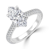 Marquise Lab Created Diamond Cathedral Double Hidden Halo Three-Row Pave Solitaire with Accents Engagement Ring in White Gold (MVSLG1655-W)