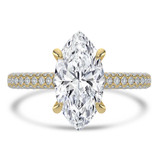 Marquise Lab Created Diamond Cathedral Double Hidden Halo Three-Row Pave Solitaire with Accents Engagement Ring in Yellow Gold (MVSLG1655-Y)