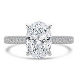 Oval Lab Created Diamond Cathedral Double Hidden Halo Three-Row Pave Solitaire with Accents Engagement Ring in White Gold (MVSLG1656-W)