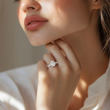 Oval Lab Created Diamond Cathedral Double Hidden Halo Three-Row Pave Solitaire with Accents Engagement Ring in White Gold (MVSLG1656-W)