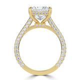 Princess Lab Created Diamond Cathedral Double Hidden Halo Three-Row Pave Solitaire with Accents Engagement Ring in Yellow Gold (MVSLG1658-Y)