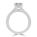 Radiant Lab Created Diamond Cathedral Double Hidden Halo Three-Row Pave Solitaire with Accents Engagement Ring in White Gold (MVSLG1659-W)