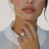 Oval Lab Created Diamond Solitaire with Accents Engagement Ring in Rose Gold (MVSLG1663-R)
