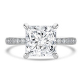 Princess Lab Created Diamond Channel Set Solitaire with Accents Engagement Ring in White Gold (MVSLG1667-W)