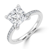 Princess Lab Created Diamond Channel Set Solitaire with Accents Engagement Ring in White Gold (MVSLG1667-W)