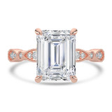 Emerald Lab Created Diamond Vintage Solitaire with Accents Engagement Ring in Rose Gold (MVSLG1672-R)