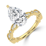 Pear Lab Created Diamond Vintage Solitaire with Accents Engagement Ring in Yellow Gold (MVSLG1673-Y)