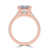 Emerald Lab Created Diamond Double Prong Split Shank Solitaire with Accents Engagement Ring in Rose Gold (MVSLG1675-R)