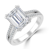 Emerald Lab Created Diamond Double Prong Split Shank Solitaire with Accents Engagement Ring in White Gold (MVSLG1675-W)