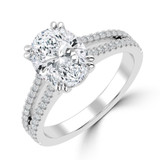 Oval Lab Created Diamond Double Prong Split Shank Solitaire with Accents Engagement Ring in White Gold (MVSLG1677-W)