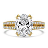 Oval Lab Created Diamond Double Prong Split Shank Solitaire with Accents Engagement Ring in Yellow Gold (MVSLG1677-Y)