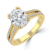Oval Lab Created Diamond Double Prong Split Shank Solitaire with Accents Engagement Ring in Yellow Gold (MVSLG1677-Y)