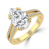 Pear Lab Created Diamond Double Prong Split Shank Solitaire with Accents Engagement Ring in Yellow Gold (MVSLG1678-Y)