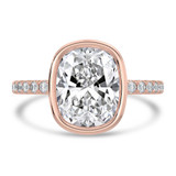 Cushion Lab Created Diamond Bezel Set Solitaire with Accents Engagement Ring in Rose Gold (MVSLG1681-R)