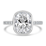 Cushion Lab Created Diamond Bezel Set Solitaire with Accents Engagement Ring in White Gold (MVSLG1681-W)