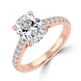Cushion Lab Created Diamond Cathedral Solitaire with Accents Engagement Ring in Rose Gold (MVSLG1682-R)