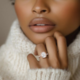 Cushion Lab Created Diamond Cathedral Solitaire with Accents Engagement Ring in Rose Gold (MVSLG1682-R)