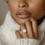Cushion Lab Created Diamond Cathedral Solitaire with Accents Engagement Ring in White Gold (MVSLG1682-W)