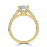 Cushion Lab Created Diamond Cathedral Solitaire with Accents Engagement Ring in Yellow Gold (MVSLG1682-Y)