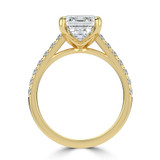 Emerald Lab Created Diamond Cathedral Solitaire with Accents Engagement Ring in Yellow Gold (MVSLG1683-Y)