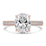 Cushion Lab Created Diamond Hidden Halo Three Row Pave Solitaire with Accents Engagement Ring in Rose Gold (MVSLG1691-R)