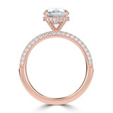 Cushion Lab Created Diamond Hidden Halo Three Row Pave Solitaire with Accents Engagement Ring in Rose Gold (MVSLG1691-R)