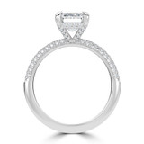 Emerald Lab Created Diamond Hidden Halo Three Row Pave Solitaire with Accents Engagement Ring in White Gold (MVSLG1692-W)