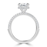 Oval Lab Created Diamond Hidden Halo Three Row Pave Solitaire with Accents Engagement Ring in White Gold (MVSLG1694-W)