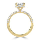Oval Lab Created Diamond Hidden Halo Three Row Pave Solitaire with Accents Engagement Ring in Yellow Gold (MVSLG1694-Y)