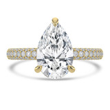 Pear Lab Created Diamond Hidden Halo Three Row Pave Solitaire with Accents Engagement Ring in Yellow Gold (MVSLG1695-Y)