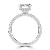 Radiant Lab Created Diamond Hidden Halo Three Row Pave Solitaire with Accents Engagement Ring in White Gold (MVSLG1697-W)