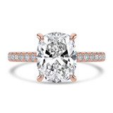 Cushion Lab Created Diamond Cathedral Hidden Halo  Solitaire with Accents Engagement Ring in Rose Gold (MVSLG1700-R)
