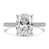 Cushion Lab Created Diamond Cathedral Hidden Halo  Solitaire with Accents Engagement Ring in White Gold (MVSLG1700-W)