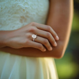 Oval Lab Created Diamond Hidden Halo Solitaire with Accents Engagement Ring in White Gold (MVSLG1710-W)