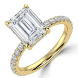 Emerald Lab Created Diamond Hidden Halo Solitaire with Accents Engagement Ring in Yellow Gold (MVSLG1711-Y)