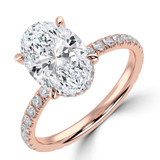 Oval Lab Created Diamond Hidden Halo Solitaire with Accents Engagement Ring in Rose Gold (MVSLG1713-R)