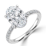 Oval Lab Created Diamond Hidden Halo Solitaire with Accents Engagement Ring in White Gold (MVSLG1713-W)
