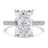 Radiant Lab Created Diamond Cathedral Hidden Halo Solitaire with Accents Engagement Ring in White Gold (MVSLG1714-W)