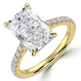 Radiant Lab Created Diamond Cathedral Hidden Halo Solitaire with Accents Engagement Ring in Yellow Gold (MVSLG1714-Y)