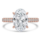 Oval Lab Created Diamond Three-row Pave Hidden Halo Solitaire with Accents Engagement Ring in Rose Gold (MVSLG1716-R)