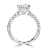 Oval Lab Created Diamond Three-row Pave Hidden Halo Solitaire with Accents Engagement Ring in White Gold (MVSLG1716-W)