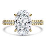 Oval Lab Created Diamond Three-row Pave Hidden Halo Solitaire with Accents Engagement Ring in Yellow Gold (MVSLG1716-Y)