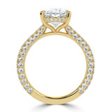 Oval Lab Created Diamond Three-row Pave Hidden Halo Solitaire with Accents Engagement Ring in Yellow Gold (MVSLG1716-Y)