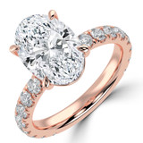 Oval Lab Created Diamond Solitaire with Accents Engagement Ring in Rose Gold (MVSLG1720-R)