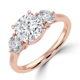 Cushion Lab Created Diamond Cathedral Three-Stone Engagement Ring in Rose Gold (MVSX1041-R)