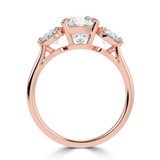 Cushion Lab Created Diamond Cathedral Three-Stone Engagement Ring in Rose Gold (MVSX1041-R)